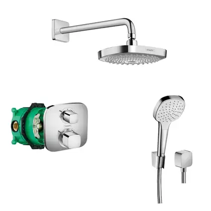 Душевая система скрытого монтажа Hansgrohe Croma Select E с термостатом Ecostat E (цвет - хром/белый) (27294000) фото 1 Aquada.com.ua