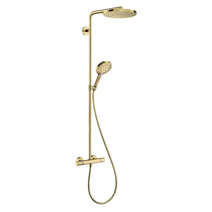 Душевая система с термостатом Hansgrohe Raindance Select S Showerpipe 240 1jet PowderRain (цвет - полированное золото) (27633990) фото 1 Aquada.com.ua