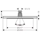 Верхний душ Hansgrohe Croma Ø 280 мм, 1 тип струи (цвет - чёрный матовый) (26220670) фото 2 Aquada.com.ua