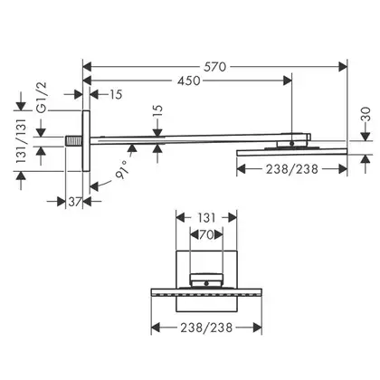 Верхний душ 250 х 250 мм Axor Overhead shower 1jet (цвет - хром) (35306000) фото 2 Aquada.com.ua