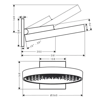 Верхний душ Ø 360 мм Hansgrohe Rainfinity, 1 тип струи (цвет - чёрный матовый хром) (26230340) фото 2 Aquada.com.ua