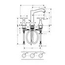 Смеситель для раковины на 3 отверстия Hansgrohe Metropol Classic (цвет - хром/золото), с донным клапаном (31307090) фото 3 Aquada.com.ua