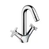 Смеситель для раковины, двухвентильный Hansgrohe Logis (цвет - хром), с донным клапном (71270000)