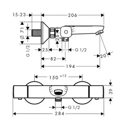 Термостат для ванны Hansgrohe Ecostat Comfort (цвет - хром) (13123000) фото 2 Aquada.com.ua