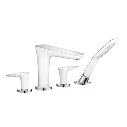 Смеситель на борт ванны Hansgrohe PuraVida (цвет - хром/белый) (15446400) фото 1 Aquada.com.ua