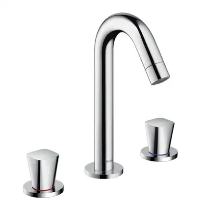 Смеситель для раковины, двухвентильный Hansgrohe Logis (цвет - хром), донным клапаном (71133000) фото 1 Aquada.com.ua