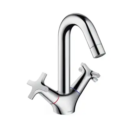 Смеситель для раковины, двухвентильный Hansgrohe Logis (цвет - хром), с донным клапном (71270000) фото 1 Aquada.com.ua