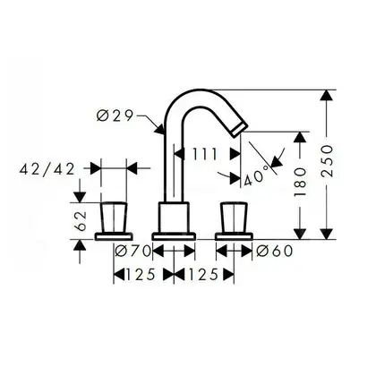 Смеситель на борт ванны, двухвентельный Hansgrohe Logis (цвет - хром) (71300000) фото 2 Aquada.com.ua