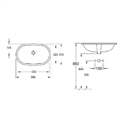 Раковина под столешницу Villeroy & Boch O.novo 53x32 см (41625001) фото 3 Aquada.com.ua