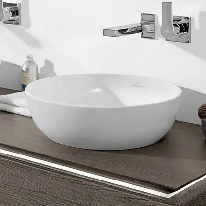 Раковина накладная на столешницу Villeroy & Boch Artis Ø 43 см, white alpin ceramic plus (417943R1) фото 3 Aquada.com.ua