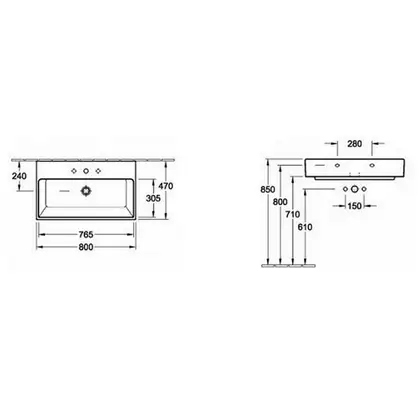 Раковина Villeroy & Boch Memento 80х47 см (шлифованный низ) (51338GR1) фото 3 Aquada.com.ua
