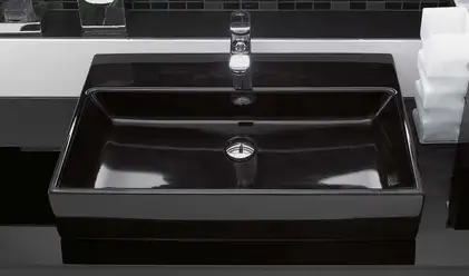 Раковина накладная на столешницу Villeroy & Boch Memento 60 х 42 см, чёрный глянец (513560S0) фото 2 Aquada.com.ua
