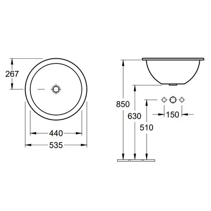 Раковина встраиваемая (в столешницу) сверху Villeroy & Boch Loop & Friends Ø 535 мм (61405101) фото 4 Aquada.com.ua