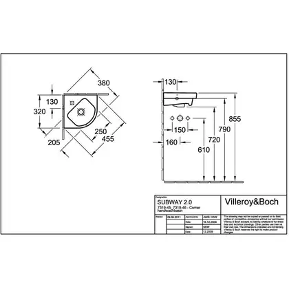 Раковина угловая Villeroy & Boch Subway 32х32 см (73194501) фото 3 Aquada.com.ua