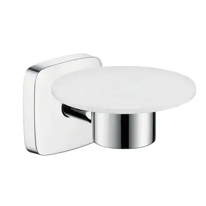 Мыльница Hansgrohe PuraVida (цвет - хром, керамика белая) (41502000) фото 1 Aquada.com.ua