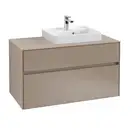 Тумба под умывальник с LED подсветкой 100 см Villeroy & Boch Collaro (Truffle Grey) умывальник слева (C015L0VG) фото 1 Aquada.com.ua