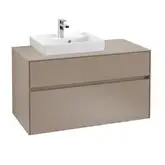 Тумба под умывальник с LED подсветкой 100 см Villeroy & Boch Collaro (Truffle Grey) умывальник слева (C014L0VG)