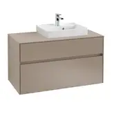 Тумба под умывальник с LED подсветкой 100 см Villeroy & Boch Collaro (Truffle Grey) умывальник слева (C015L0VG)