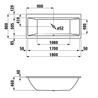 Ванна акриловая 180 х 80 см Laufen Pro (H2329500000001) фото 4 Aquada.com.ua