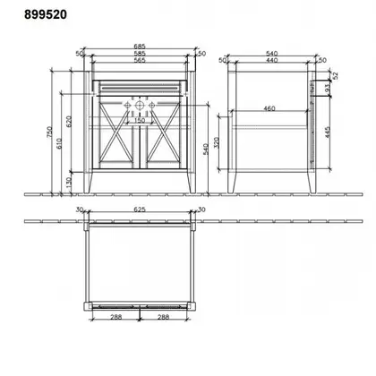Тумба под раковину Villeroy & Boch Hommage 685х750х540 мм (89952001) фото 2 Aquada.com.ua