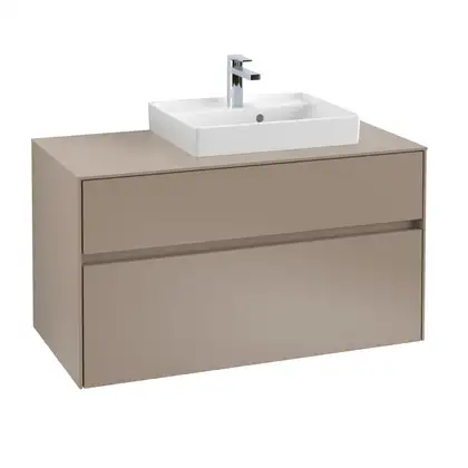 Тумба под умывальник с LED подсветкой 100 см Villeroy & Boch Collaro (Truffle Grey) умывальник слева (C015L0VG) фото 1 Aquada.com.ua
