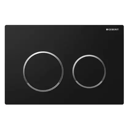 Смывная клавиша Geberit Omega 20, двойной смыв (пластик чёрный/глянцевый хром/чёрный) (115.085.KM.1) фото 1 Aquada.com.ua