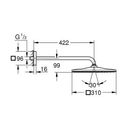 Душевая система скрытого монтажа Grohe Eurocube (цвет - хром) (2406200L) фото 11 Aquada.com.ua