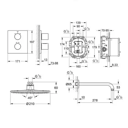 Душевая система скрытого монтажа Grohe Grohtherm 3000 Cosmopolitan (34408000) фото 5 Aquada.com.ua
