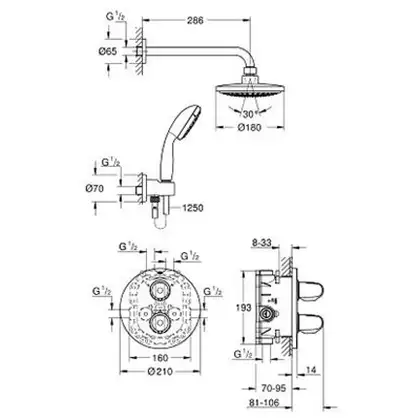 Душевая система скрытого монтажа с термостатом Grohe Grohtherm 1000 (34582000) фото 5 Aquada.com.ua