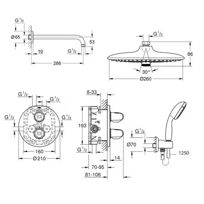 Душевая система скрытого монтажа Grohe (цвет - хром) (3461400A) фото 3 Aquada.com.ua