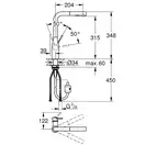Смеситель для кухни Grohe Essence DN 15 (цвет - тёмный графит, матовый), с выдвижной лейкой (30270AL0) фото 3 Aquada.com.ua