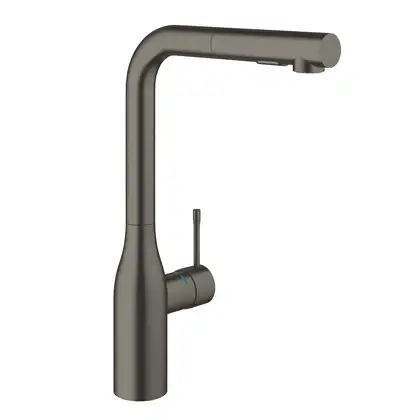 Смеситель для кухни Grohe Essence DN 15 (цвет - тёмный графит, матовый), с выдвижной лейкой (30270AL0) фото 1 Aquada.com.ua