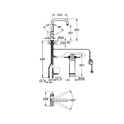 Смеситель для кухни изливом Blue Grohe (31299001) фото 5 Aquada.com.ua