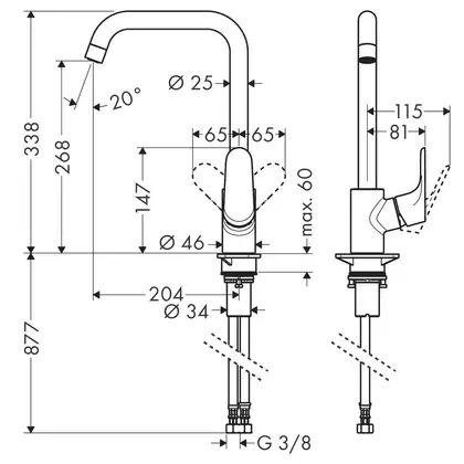 Смеситель для кухни Hansgrohe Focus M41 260 (цвет - чёрный матовый) (31820670) фото 2 Aquada.com.ua