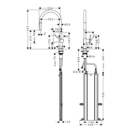 Смеситель для кухни Hansgrohe Talis M54 (цвет - чёрный матовый) (72803670) фото 2 Aquada.com.ua