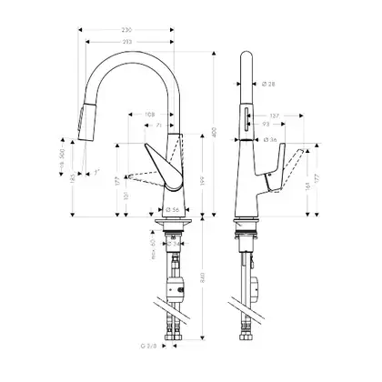 Смеситель для кухни, однорычажный Hansgrohe Talis S (цвет - сталь) (72813800) фото 2 Aquada.com.ua