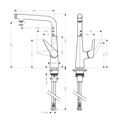 Смеситель для кухни, однорычажный Hansgrohe Talis Select S (цвет - сталь) (72820800) фото 2 Aquada.com.ua