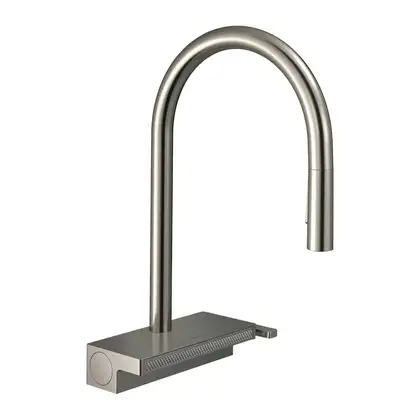 Смеситель для кухни Hansgrohe Aquno Select 170 3jet, sBox (цвет - нержавеющая сталь), с вытяжным душем (73831800) фото 1 Aquada.com.ua