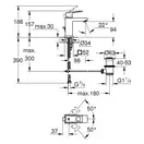 Смеситель для раковины Grohe Eurocube S-Size (цвет - тёмный графит, матовый), с донным клапаном (23127AL0) фото 5 Aquada.com.ua