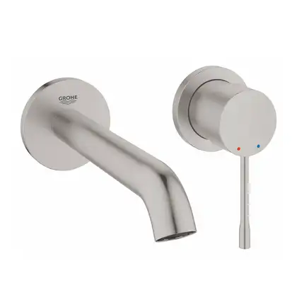 Смеситель для раковины настенный Grohe Essence (цвет - сталь) (19408DC1) фото 1 Aquada.com.ua Смеситель для раковины настенный Grohe Essence (цвет - сталь) (19408DC1) фото 1 Aquada.com.ua