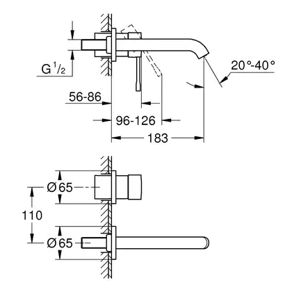 Смеситель для раковины настенный Grohe Essence L-Size (19408DL1) фото 2 Aquada.com.ua