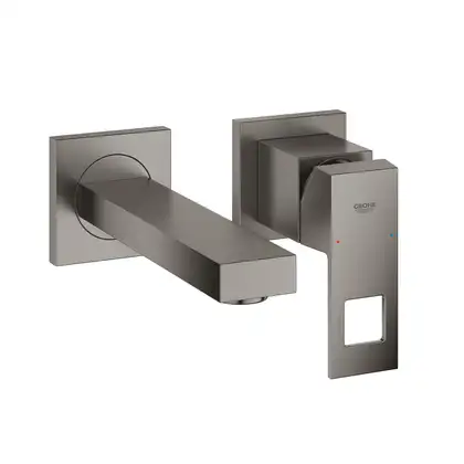 Смеситель для раковины настенный Grohe Eurocube S-Size (цвет - тёмный графит, матовый), вынос 171 мм (19895AL0) фото 1 Aquada.com.ua