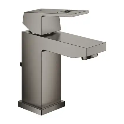 Смеситель для раковины Grohe Eurocube S-Size (цвет - тёмный графит, матовый), с донным клапаном (23127AL0) фото 1 Aquada.com.ua
