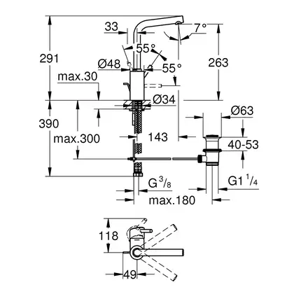 Смеситель для раковины высокий Grohe Concetto (цвет - хром), с донным клапаном (23739001) фото 2 Aquada.com.ua