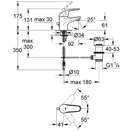 Смеситель для раковины Grohe Euroeco (цвет - хром) (32732000) фото 2 Aquada.com.ua