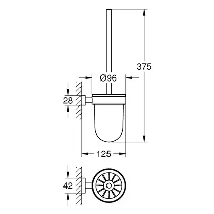 Ёршик подвесной Grohe Essentials Cube, тёмный графит, матовый/стекло матовое (40513AL1) фото 2 Aquada.com.ua
