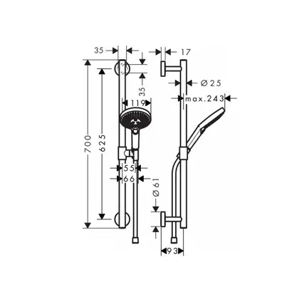 Душевой гарнитур Hansgrohe Raindance Select S 120 / Unica Comfort (цвет - хром/белый) (26320400) фото 2 Aquada.com.ua