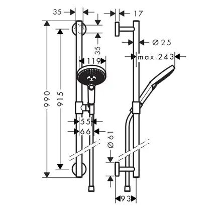Душевой гарнитур Hansgrohe Raindance Select S 120 / Unica Comfort (цвет - хром/белый) (26322400) фото 2 Aquada.com.ua