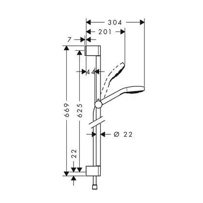 Душевой гарнитур Hansgrohe Croma Select S Multi со штангой 65 см (цвет - хром/белый) (26560400) фото 2 Aquada.com.ua