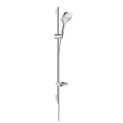 Душевой гарнитур Hansgrohe Raindance Select 120 3jet EcoSmart 9 л/мин со штангой 90 см и мыльницей (цвет - хром/белый) (26623400) фото 1 Aquada.com.ua Душевой гарнитур Hansgrohe Raindance Select 120 3jet EcoSmart 9 л/мин со штангой 90 см и мыльницей (цвет - хром/белый) (26623400) фото 1 Aquada.com.ua